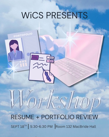 Resume & Portfolio Review event - September 18th - 5:30-6:30 @ 132 MH